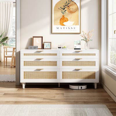 Bedroom Rattan Dresser with Drawers