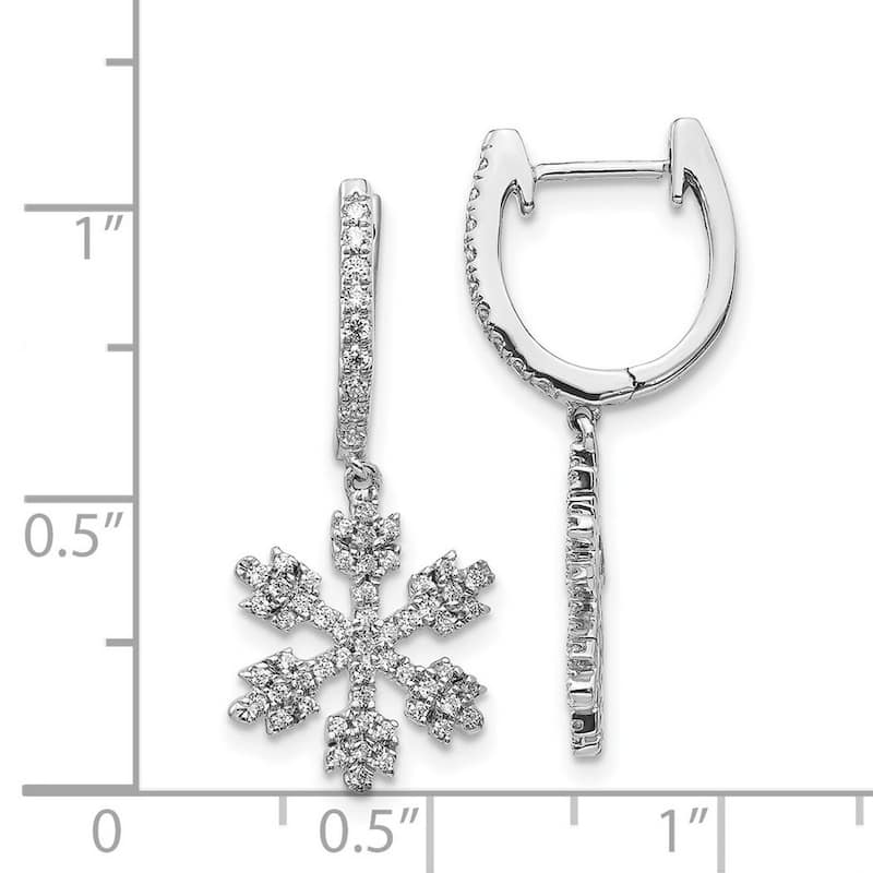 Curata 14k White Gold Diamond Snowflake Earrings - 26x11mm Wide