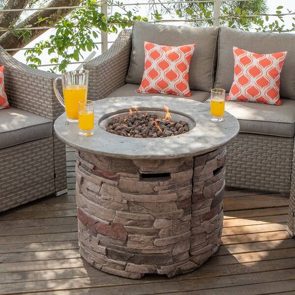 Round Outdoor Propane Firepit Table Bed Bath & Beyond 33807195