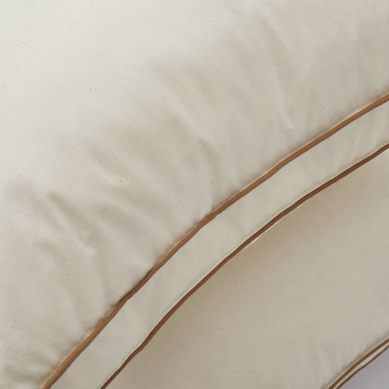 100% Organic Cotton Down Feather 4-Layer Gusseted Bed Pillow Set of 2 - White