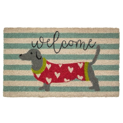 Natural Coir Rectangular Dachshund Dog Welcome Doormat 18" x 30" - 30