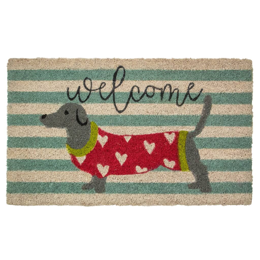 Natural Coir Rectangular Dachshund Dog Welcome Doormat 18" x 30" - 30