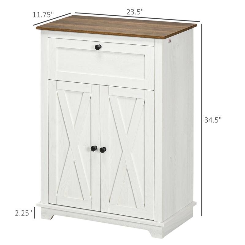 Farmhouse Barn Door Accent Cabinet, Kitchen Sideboard Storage Cabinet