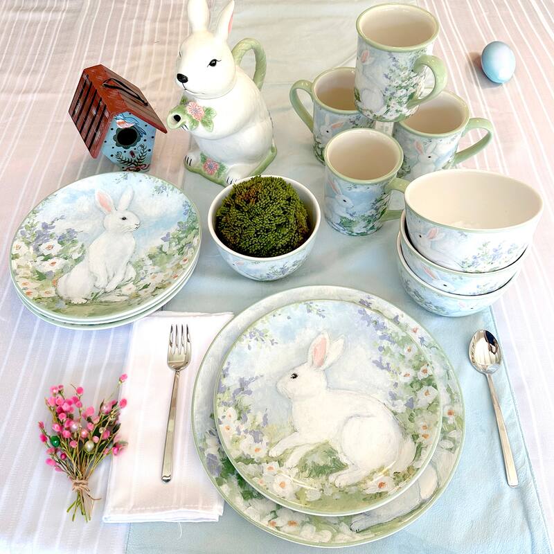 Certified International Easter Morning 16 piece Dinnerware Set, Service for 4 - 11" Dia. x 1"