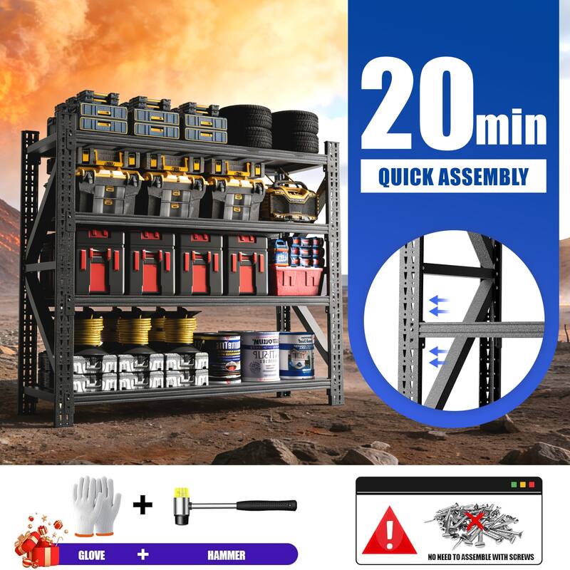 4000LBS Industrial Shelving for Warehouse, Heavy Duty Metal Adjustable Garage Shelves 4000LBS Storage Unit