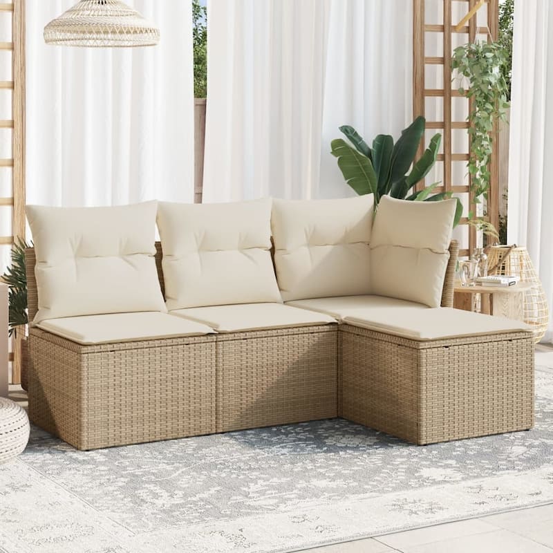 vidaXL Garden Sofa Set Beige PE rattan, powder-coated steel - 21.7 x 21.7 x 14.6