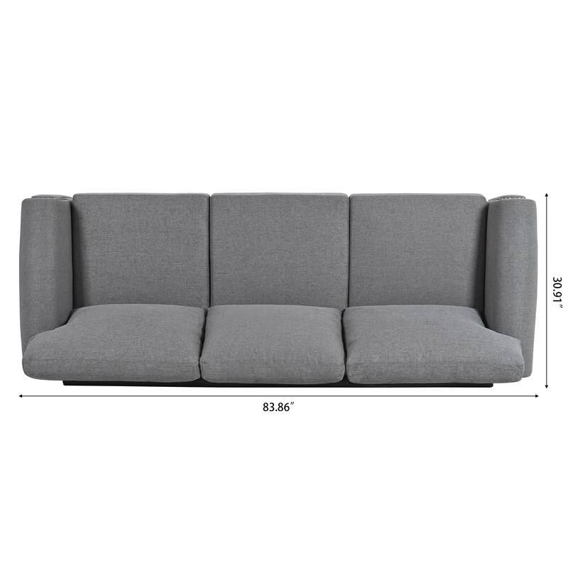 83.86" Fabric Roll-Arm 3-Seater Sofa with Pocket Spring Seat, PP Foam Backrest, and Solid Wood Frame
