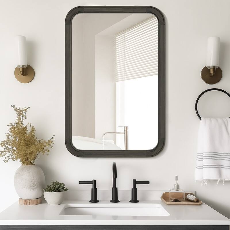 Pine Wooden Framed Standard Farmhouse Style Rectangle Wall Mirror