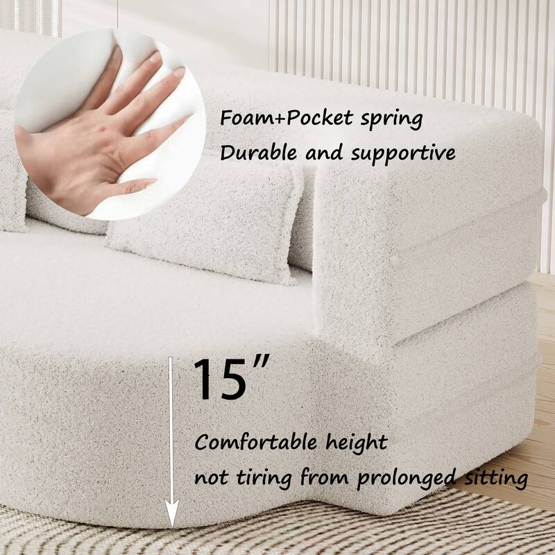 Modern Convertible Floor Folding Sleeper Sofa with 2 Pillows