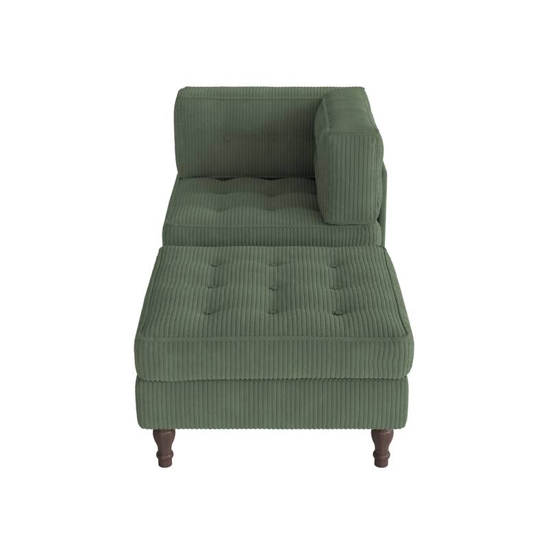 Corduroy Tufted Accent Chair Armchair and Ottoman Set