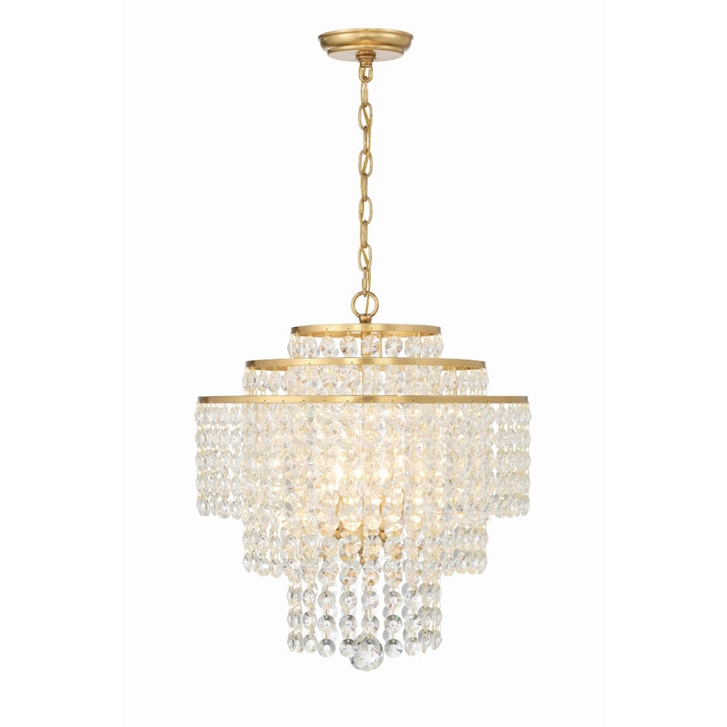 Gabrielle 4 Light Antique Gold Chandelier - 18"W x 20.5"H - 18"W x 20.5"H