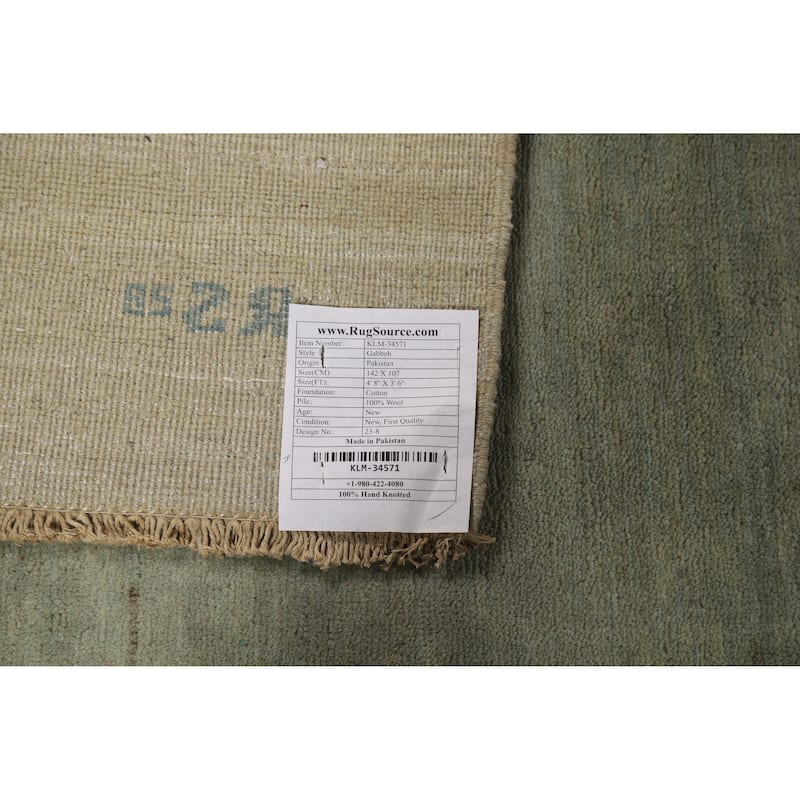 Gabbeh Accent Modern Rug Handmade Wool Carpet - 3'6" x 4'8"