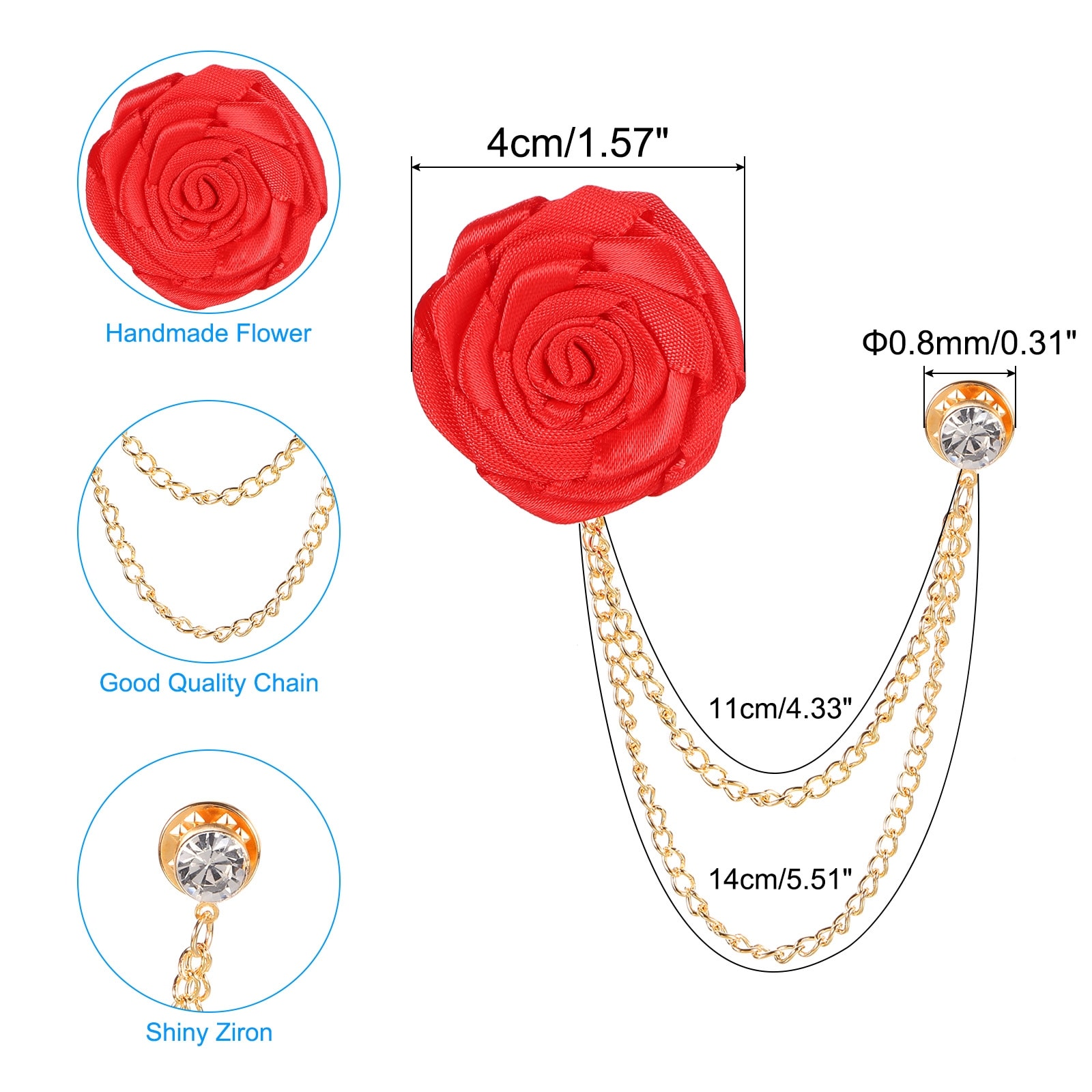 Rose Flower Brooch Pin Lapel Pin for Men Suit Accessories Floral