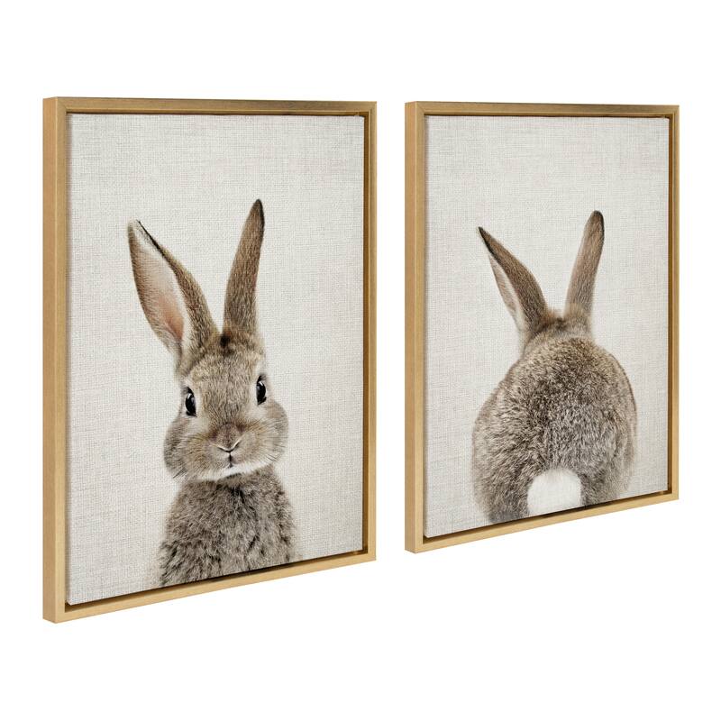 Kate and Laurel Sylvie Bunny And Tail Framed Canvas By Amy Peterson