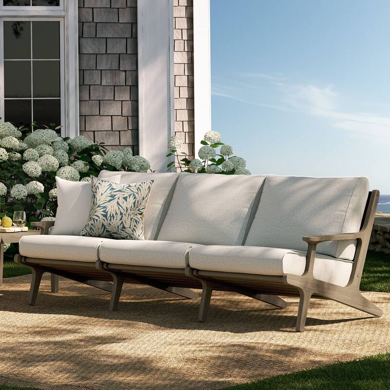 Saratoga Outdoor Patio Teak Sofa - Pebble