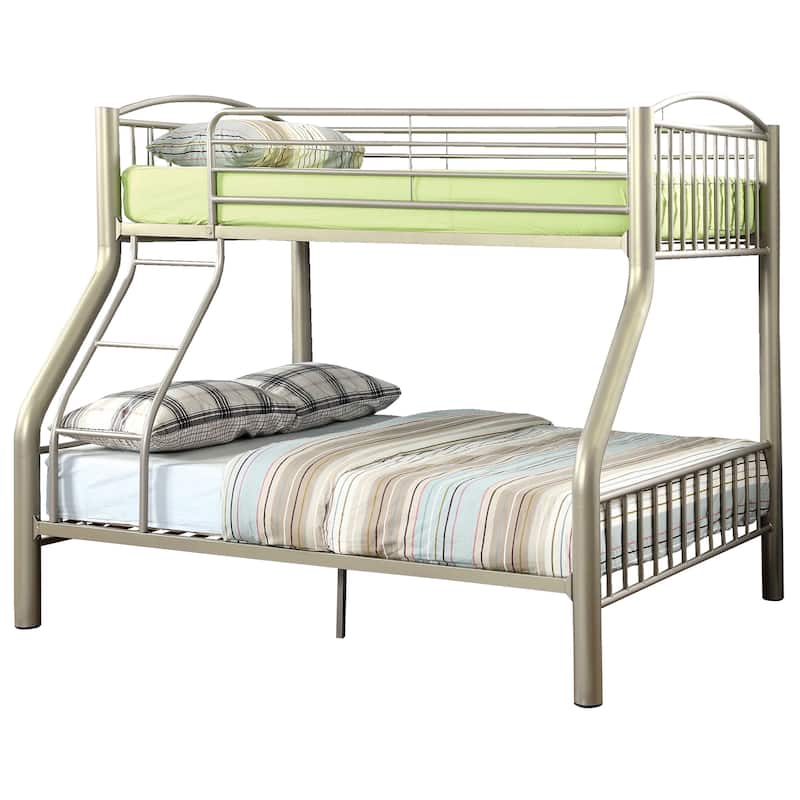 Laji Modern Gold Twin over Full Metal Bunk Bed with Angled Ladder by Furniture of America