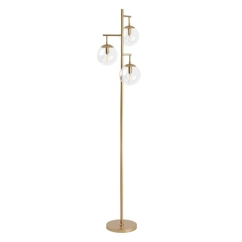 Floor Lamp Modern Brass 69" 3-Light Clear Glass Globes