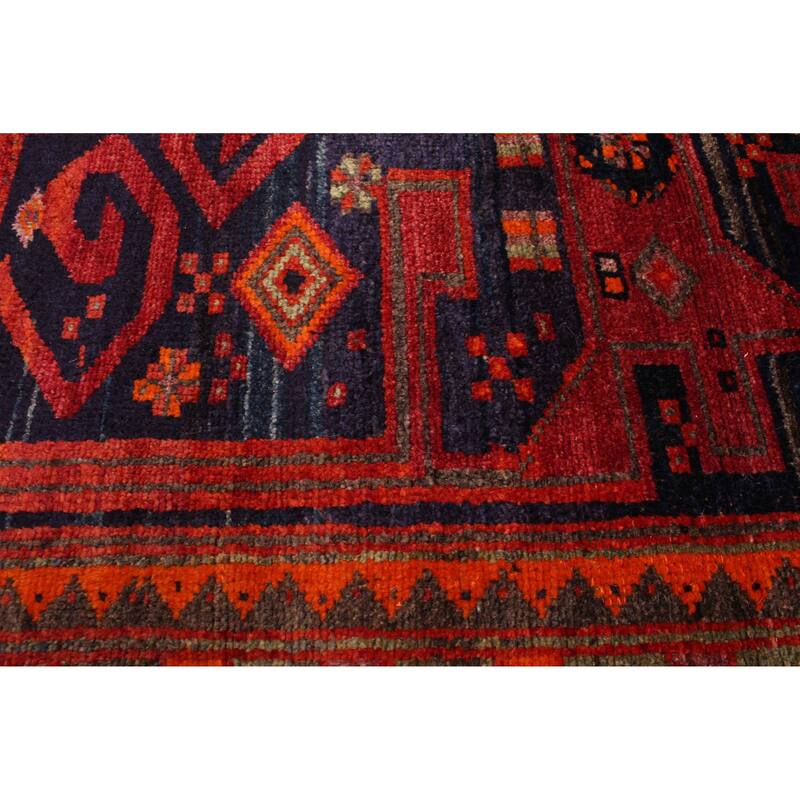 ECARPETGALLERY Hand-knotted Melis Vintage Dark Navy, Red Wool Rug - 4'9 x 8'1