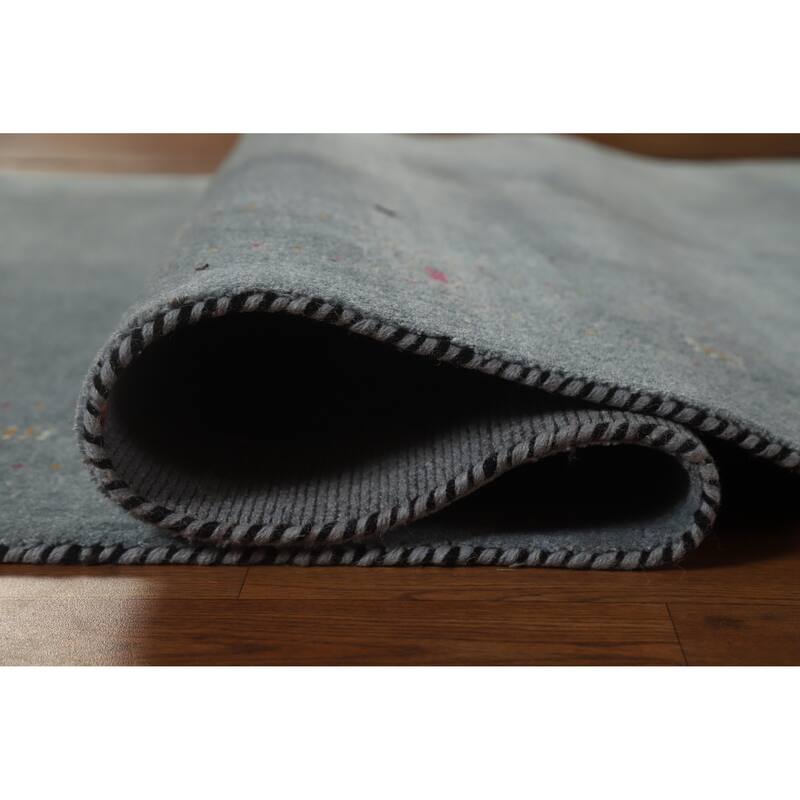Hand Knotted Oriental 100% Wool Carpet Tribal Tribal Greys & Charcoal Gabbeh Area Rug - 7' 10'' X 4' 10''