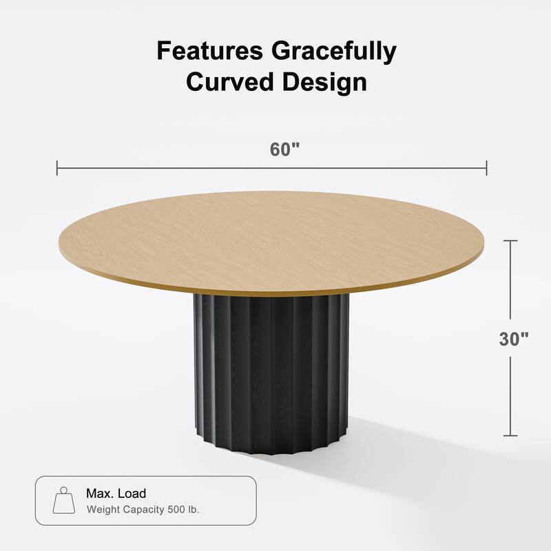 Solid Wood Round Dining Table Kitchen Table for Living/Dining Room Coffee Office