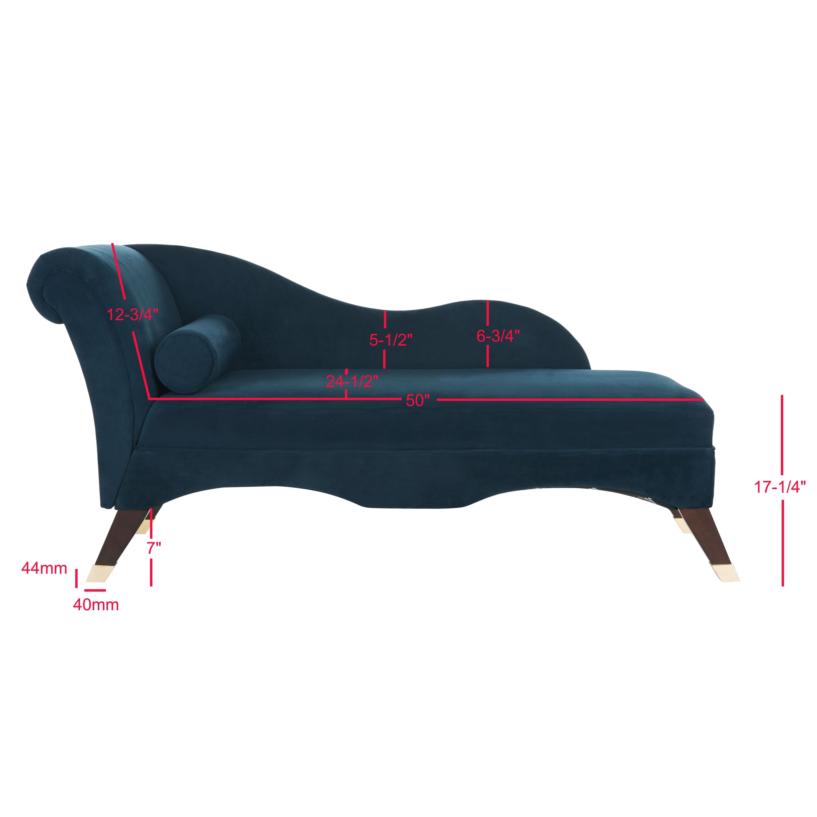 SAFAVIEH Mid Century Modern Caiden Velvet Navy Chaise with Pillow 63 x 27.5 x 30 On Sale Bed Bath Beyond 13341991