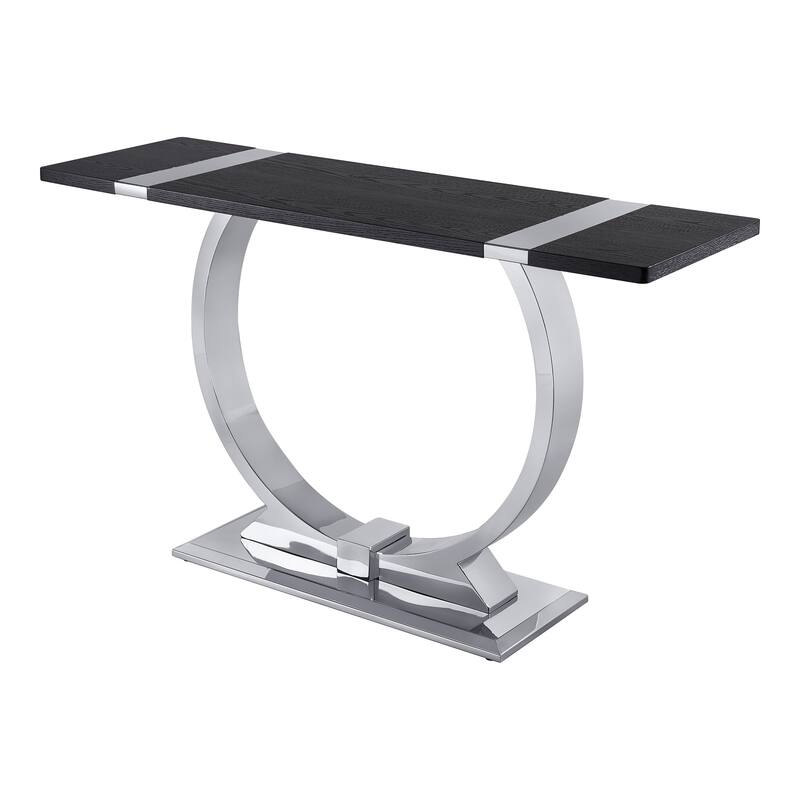 Furniture of America Carra Modern 3-Piece Stainless Steel O-Shaped Trestle Base Coffee Table Set