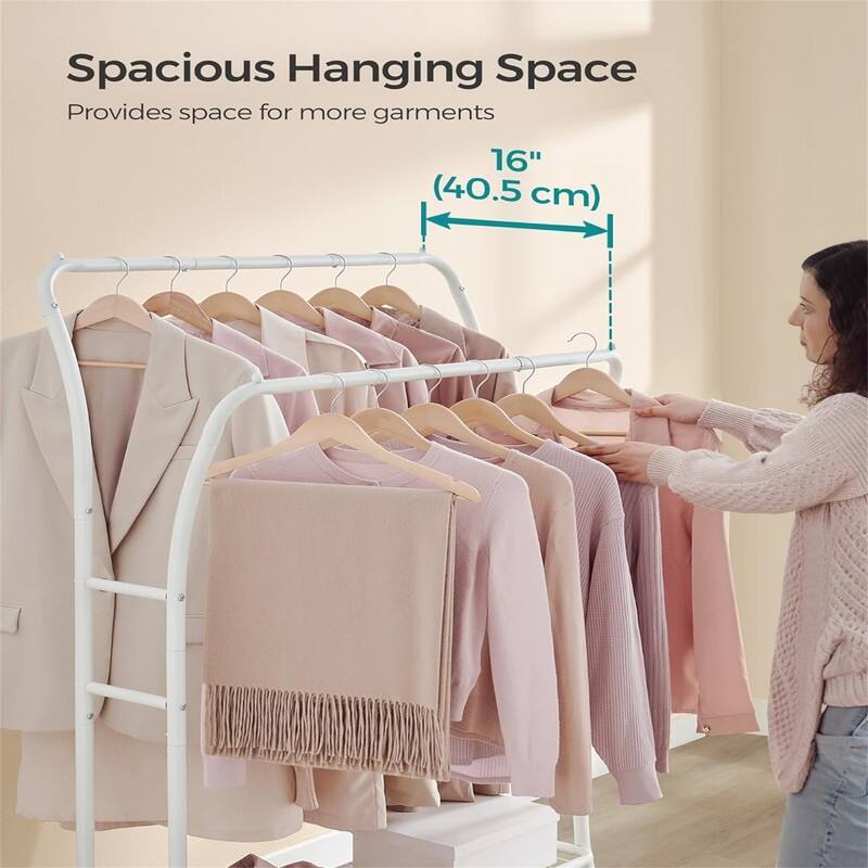 Clothing Rack with Shelves - 18.1"D x 39.4"W x 61"H