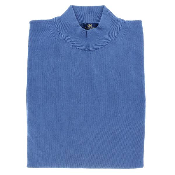 Shop Cotton Modal Blend Mock Neck Big Mens Denim Blue Sweater By