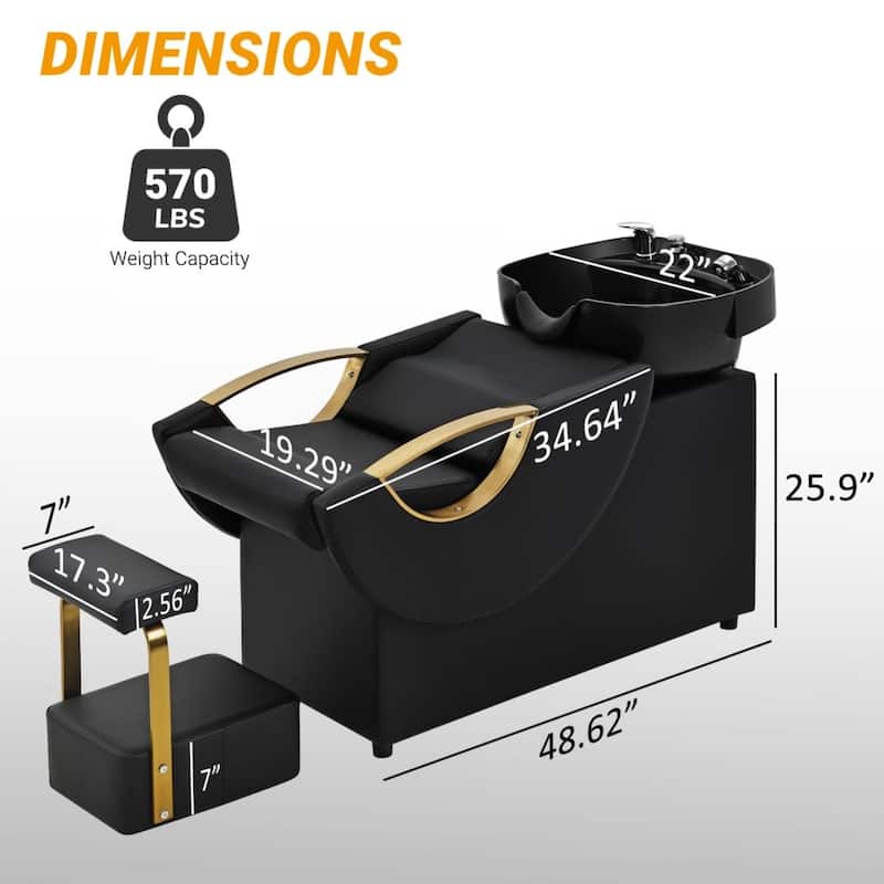 ABS Plastic Shampoo Spa Backwash Barber Salon Chair - Black