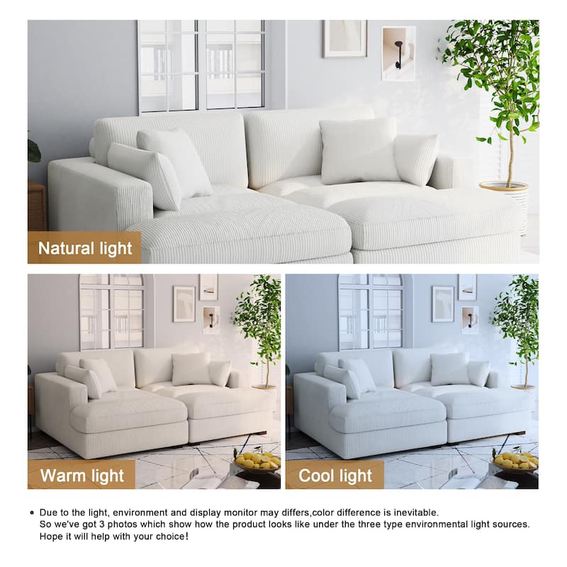 Navaeh Corduroy Modular Sectional Sofa Large Couch Sleeper Chaise