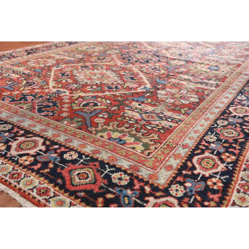 Hand Knotted Oriental 100% Wool Carpet Traditional Floral Oranges & Rust Mahal Area Rug - 10' 6'' X 7' 0''