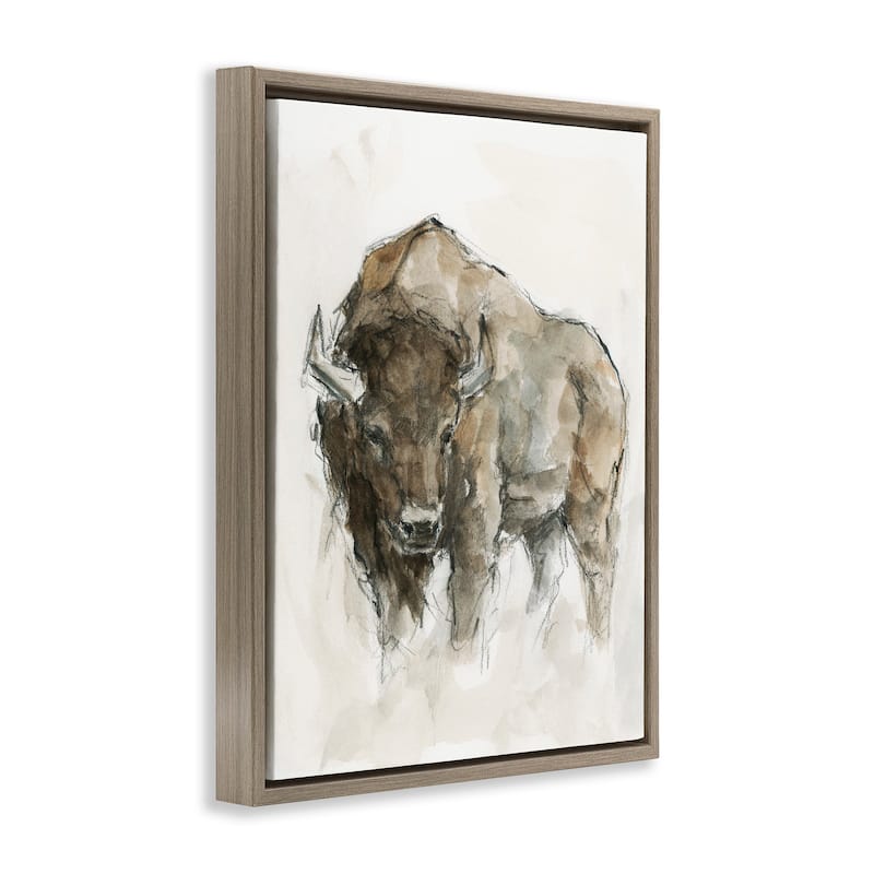 Stupell Western American Buffalo Brown Country Animal Floater Frame