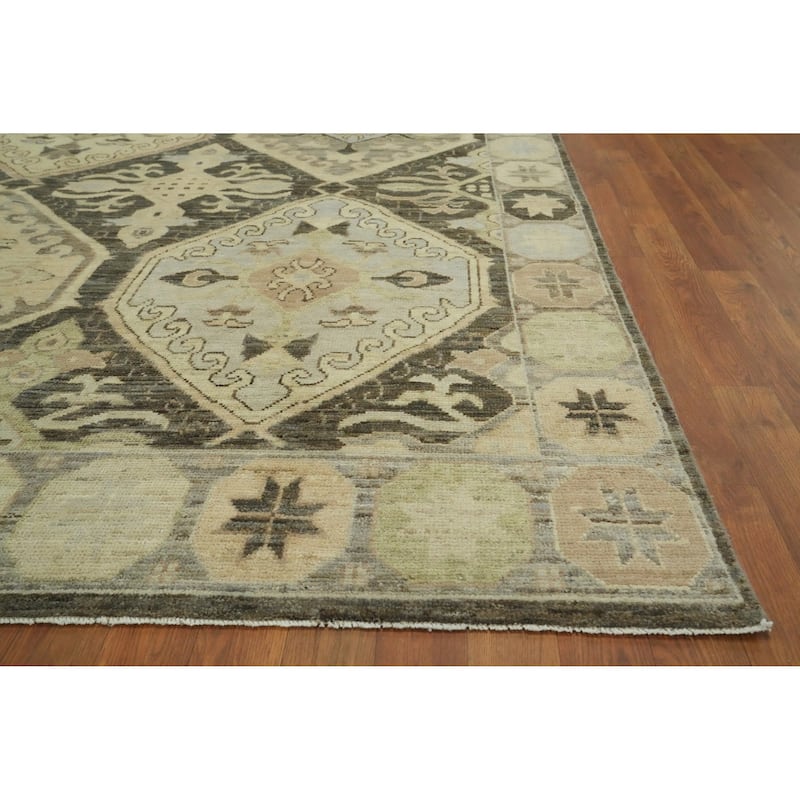 Vegetable Dye Wool Oushak Turkish Area Rug, Geometric Carpet - 9' 9'' X 8' 0''