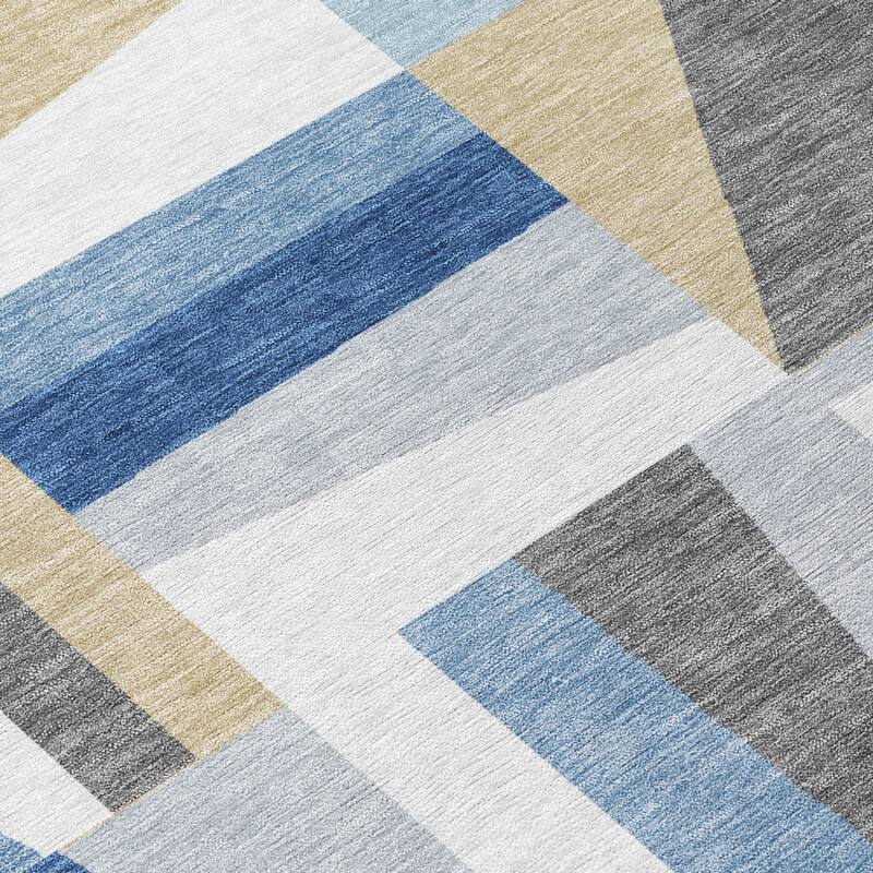 Machine Washable Indoor/ Outdoor Contemporry Mosaic Chantille Rug