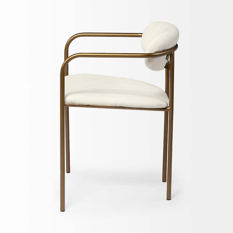 Parker I Cream Fabric Seat Gold Metal Frame Dining Chair - 22"W x 21"D x 29"H