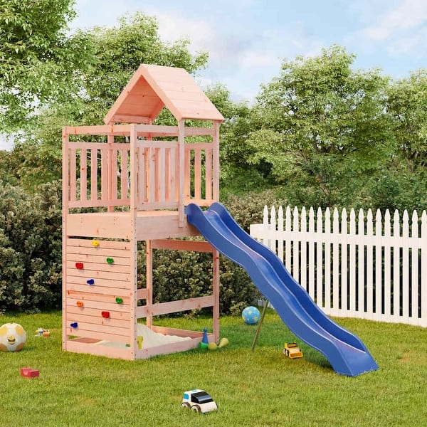 slide 2 of 19, vidaXL Outdoor Playset Outdoor Backyard Playground Equipment for Kids Age 3-8 - 100" x 44.9" x 98" Brown Douglas