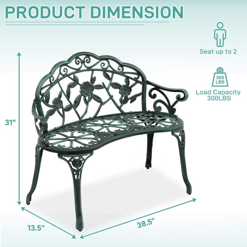 Patio 38.5 in. Cast Aluminum Park Bench
