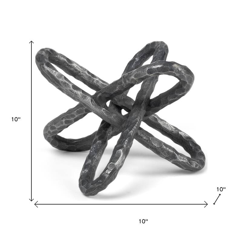 HomeRoots 10" Antiqued Silver Metal Chain Link Tabletop Sculpture