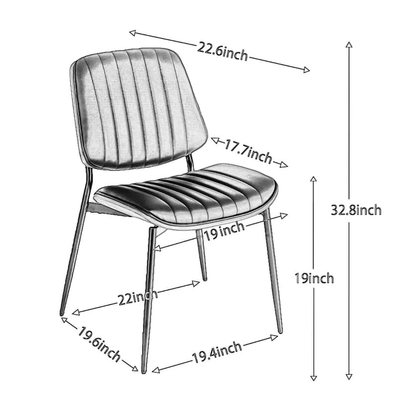 Dining Chairs Set of 2 Mid Century Modern Retro Faux Leather Chair - N/A