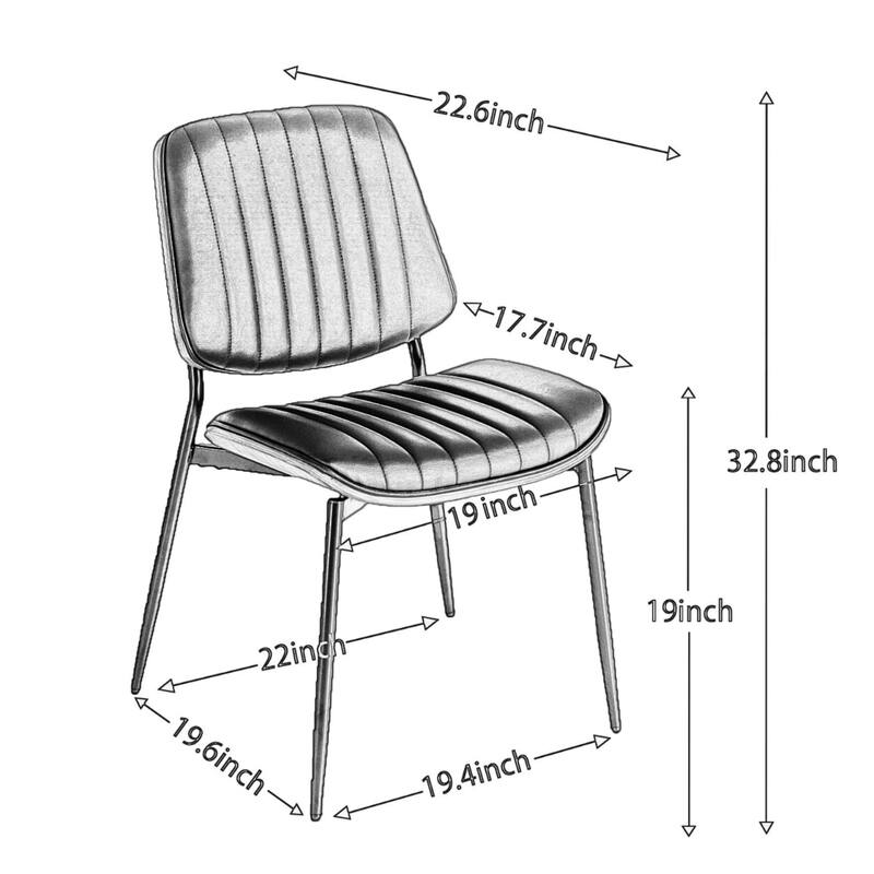 Retro Faux Leather Dining Chairs with Metal Legs， Set of 2