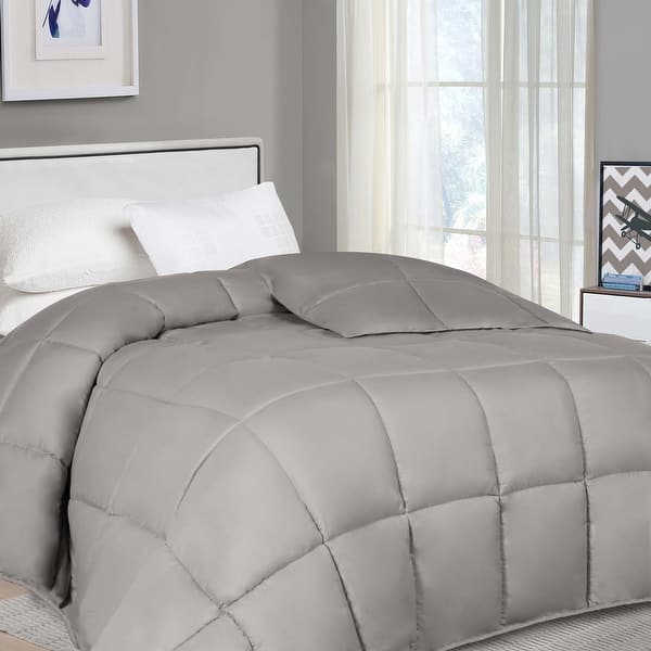 Superior Solid Comforter Reversible Microfiber Down Alternative Bedding - King - Silver