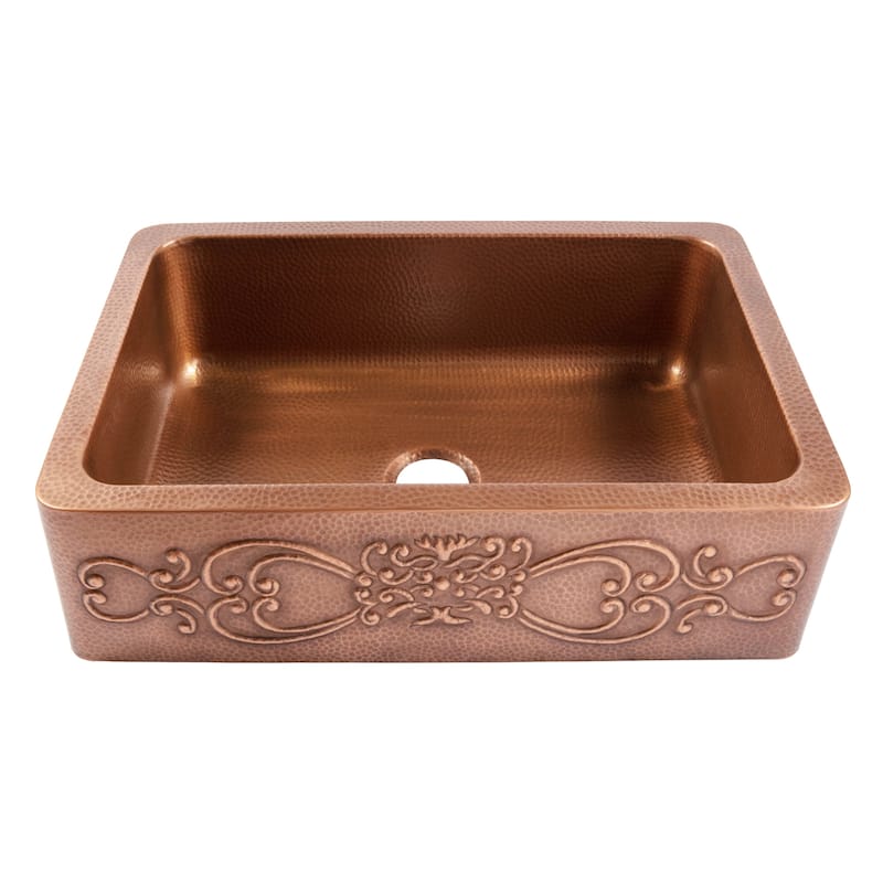 Ganku Copper 33" Single Bowl Farmhouse Apron Front Undermount Kitchen Sink