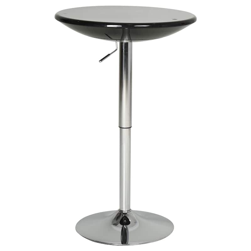 HOMCOM Round Cocktail Bar Table Metal Base Tall Bistro Pub Desk Adjustable Counter Height Black Silver