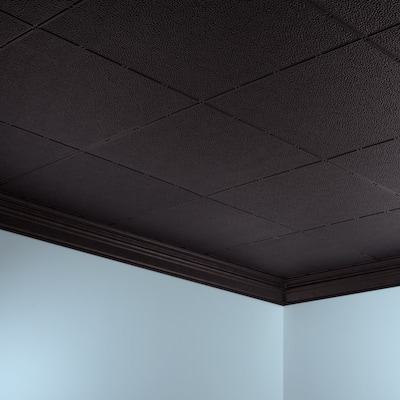 FASÄDE Border Fill Decorative Vinyl 2ft x 4ft Glue Up Ceiling Panel in Smoked Pewter (5 Pack)