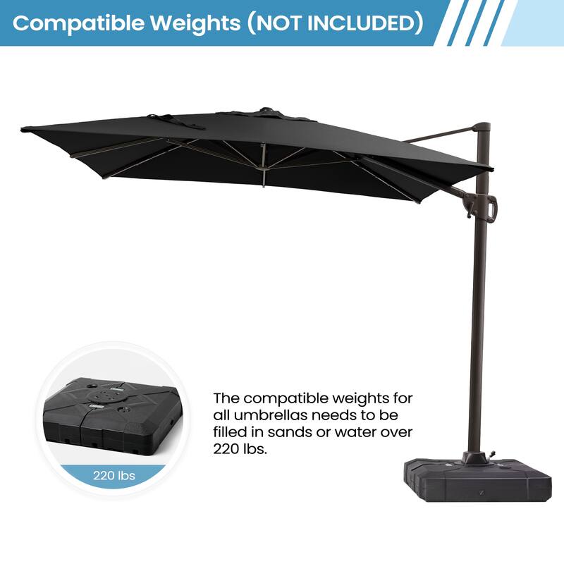 9 FT x 10.5 FT Outdoor Patio Umbrella Cantilever-Offset Umbrella with No Base