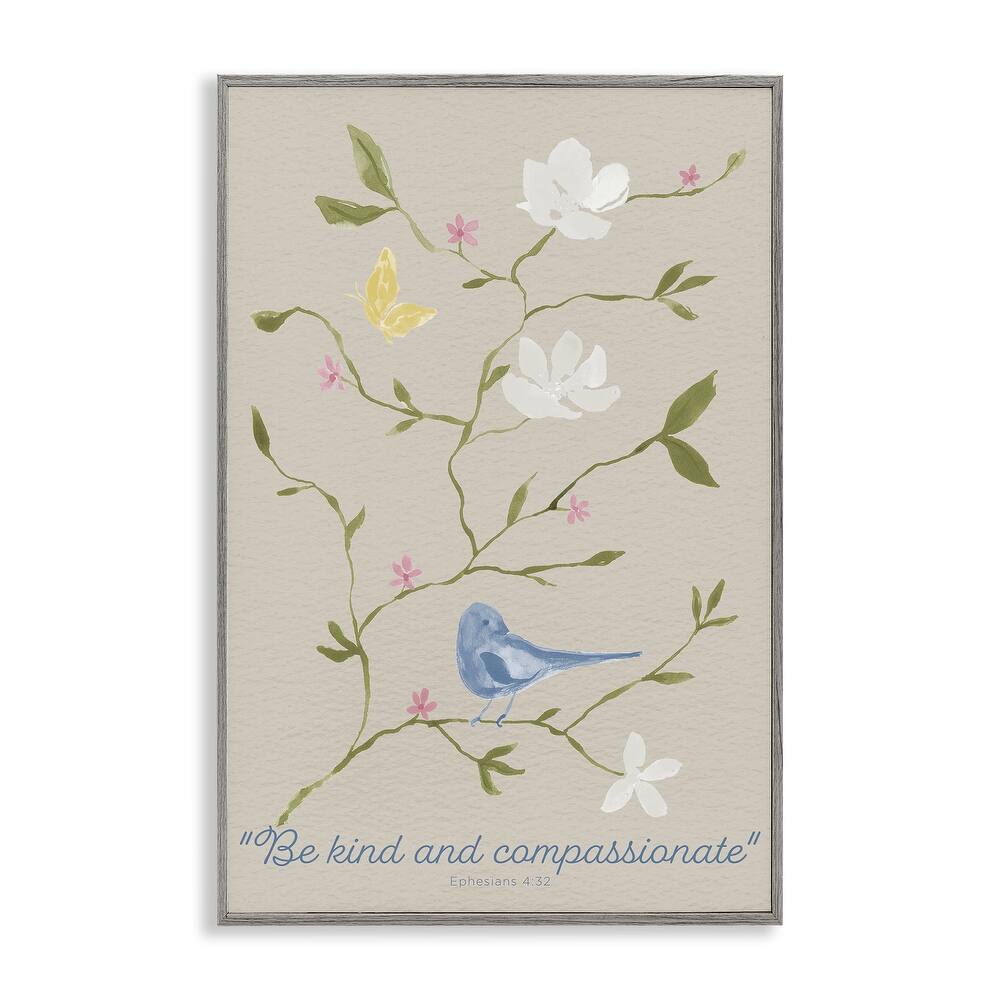 Stupell Floral Be Kind & Compassionate Framed Giclee Art Design By Lucille Price