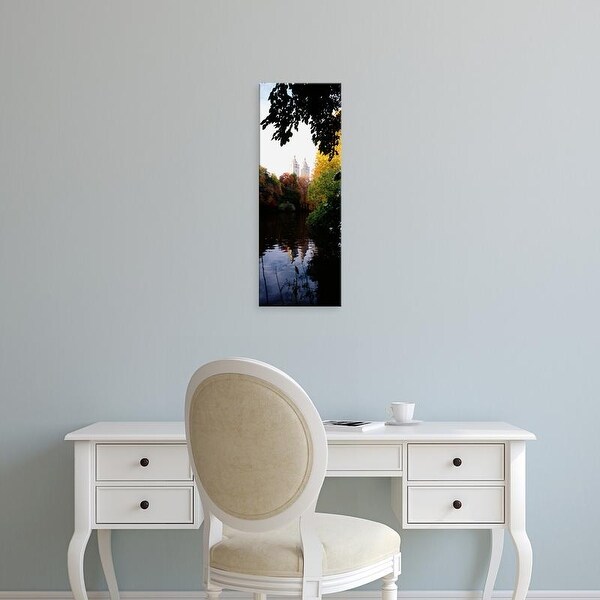 Easy Art Prints Panoramic Image 'Reflection of buildings in water, Central Park, Manhattan, New York City' Canvas Art