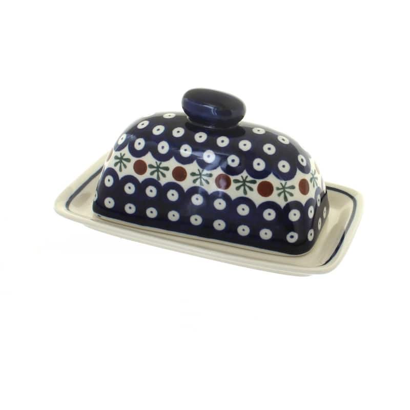 Blue Rose Polish Pottery 1377 Zaklady Butter Dish
