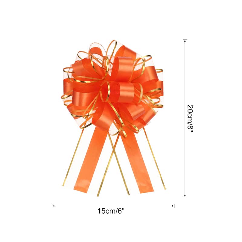 5pcs Large Big Pull Bow Gift Wrapping Bows Ribbon for Christmas - Orange Red - 6 Inch