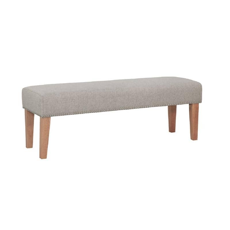 Grafton Home Miley Upholstered Accent Bench w/ Nailhead Trim - London Toast Tan/Natural Legs